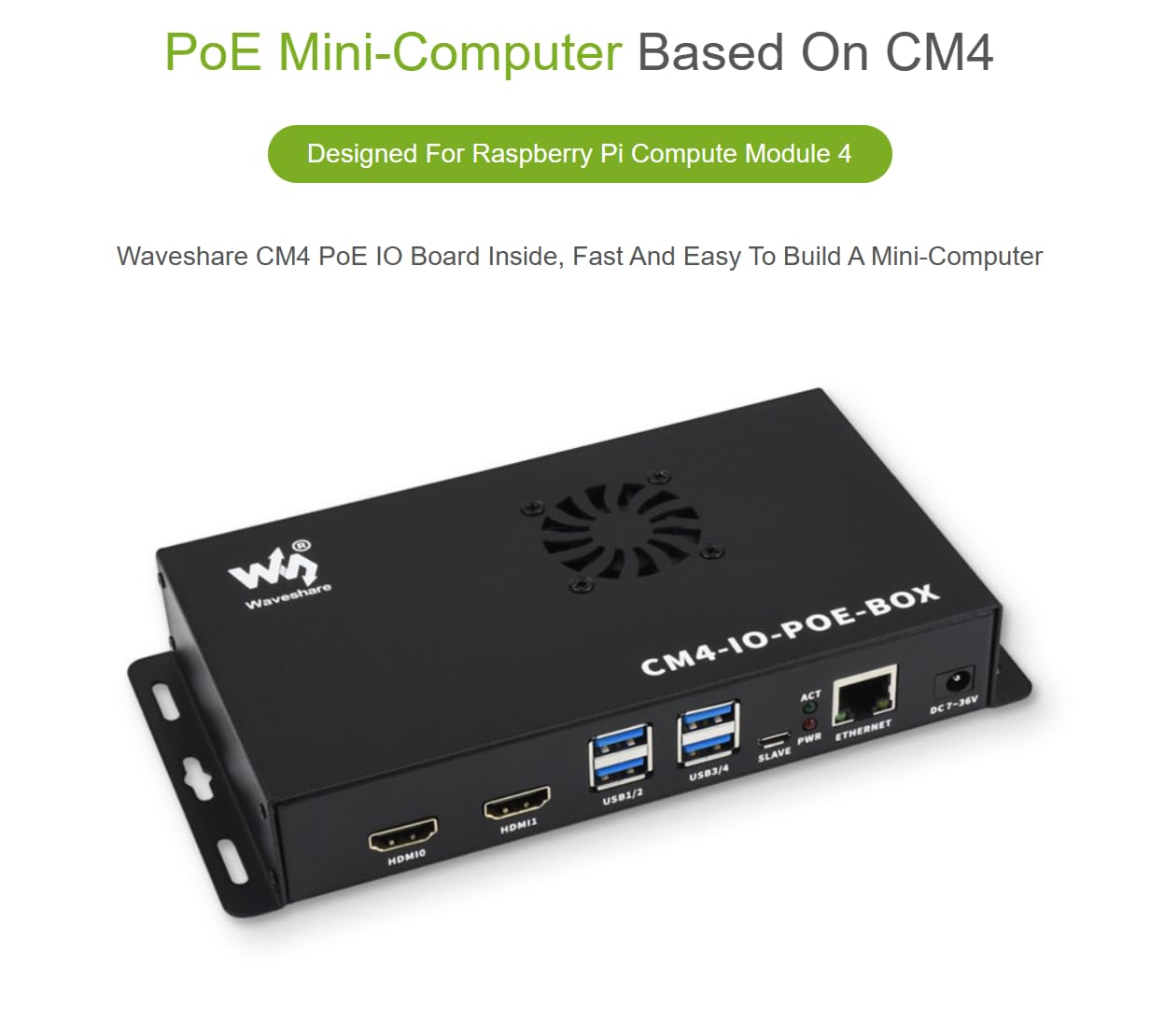 TUOPUONE Minikomputer PoE kompatybilny z Raspberry Pi Compute Module 4 (nie jest dołączony), metalowa obudowa z wentylatorem chłodzącym, szybka i łatwa do zbudowania minikomputera