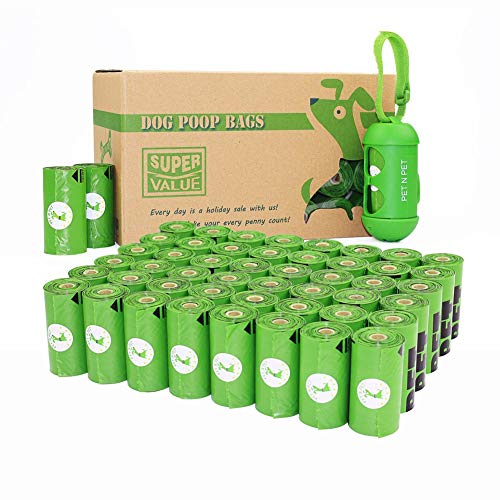 PET N PET N Mascotas 48 rollos/720 Cuenta Respetuoso con el Medio Ambiente Bolsas de Caca de Perro sin Aroma con un dispensador