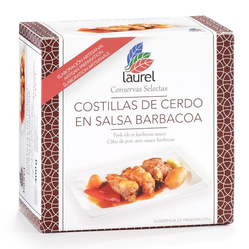 Laurel - Costillas de Cerdo deshuesadas en Salsa Barbacoa lata 400 g | Sabores de Asturias