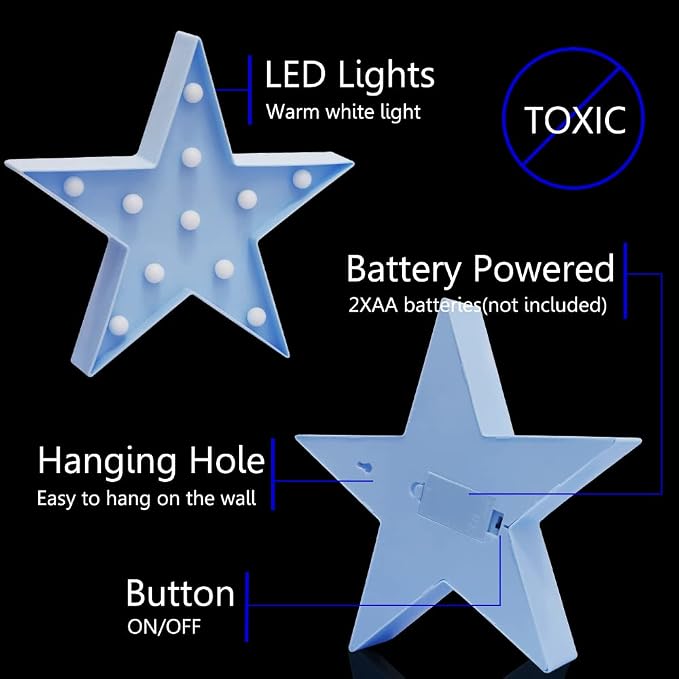 Lámpara nocturna LED estrella azul para mesa miniatura 6