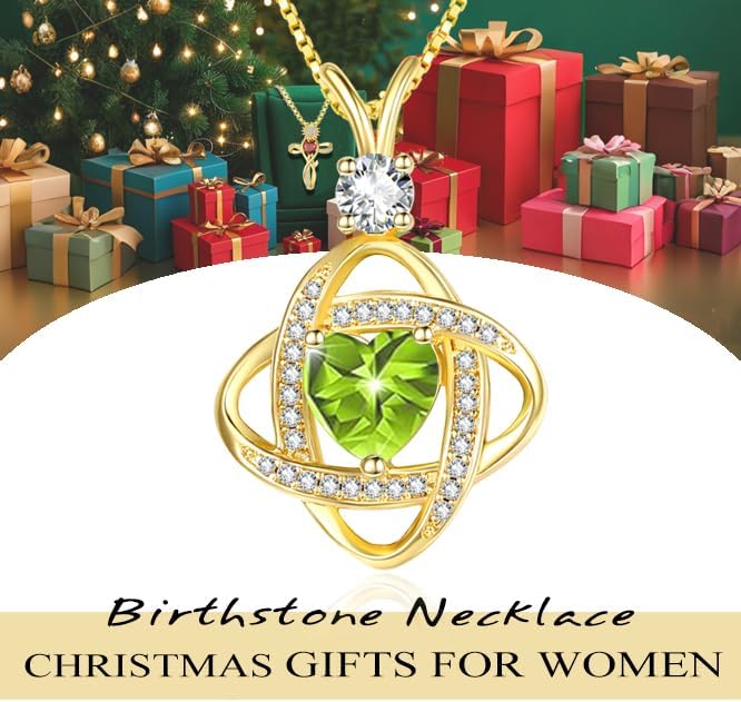 HeartMelody Infinity Necklaces for Women Gold 14K 18K White Gold Plated Dainty Heart Birthstone Pendant, Everyday Necklace Jewelry Anniversary Christmas Birthday Gifts for Wife Mom - Image 4