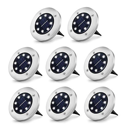 Solar Ground Lights Outdoor with 8 LED Lamp Beads - Solar Disk Lights