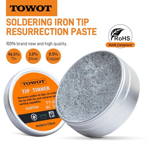 Image of TOWOT Medium Tip Tinner For Electronics Soldering, Iron Tip Cleaner and Re-Tinning Solution, Removes Oxidation, 20g