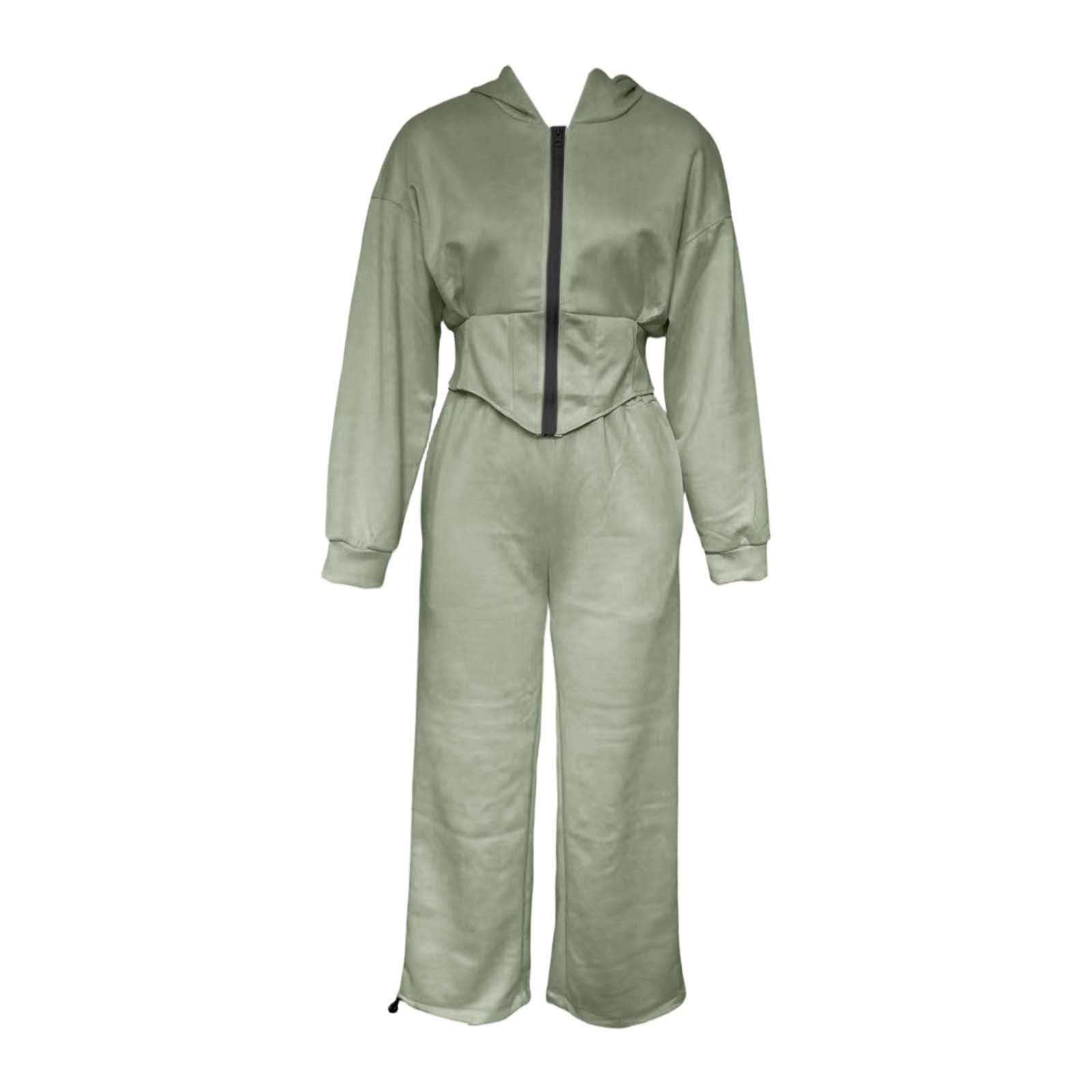 Generico Tute da Donna in Velluto con Cappuccio Felpa con Set Ginnastica Sportivo Tuta da Jogging 2 Pezzi Ginnastica Tuta