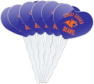 GRAPHICS & MORE U.S. Coast Guard Academy Official Bears Heart Love Cupcake Picks Toppers Decoration Set of 6