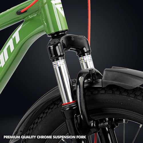 Image of ROADGIANT Kiev 20T Dual Disc Brake| Aluminum Frame Bicycle | Single Speed | Front Suspension | Unisex | Kids Cycle| (Army Green)