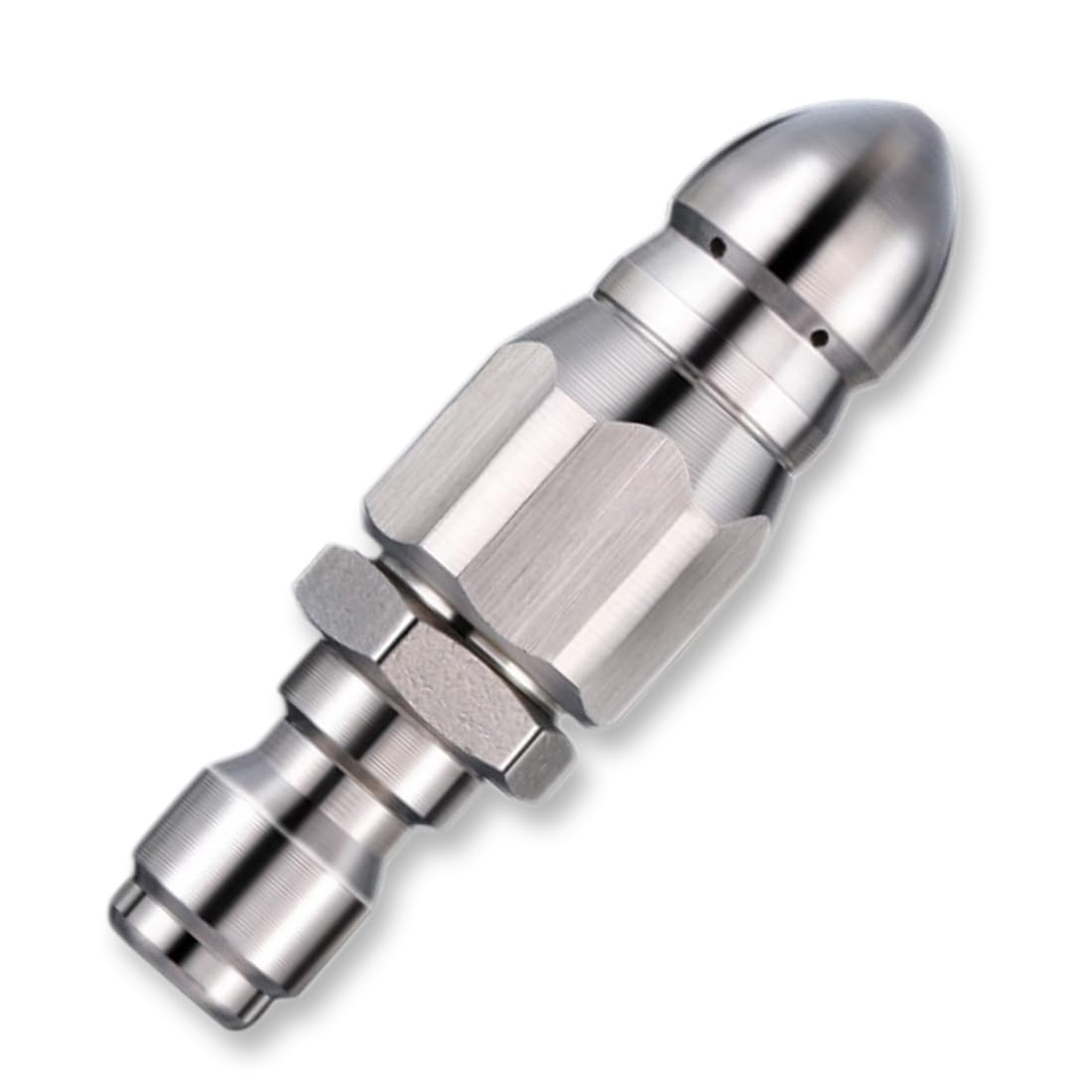 Boquilla de acero inoxidable para desatascar tuberías de alta presión, boquilla de limpieza para hidrolimpiadoras, desatascador de tuberías a presión, trasera/raketendüse (para manguera de 1/4")
