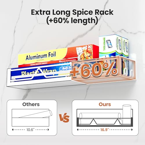 Image of 16.9 Inch Wide Large Capacity Magnetic Spice Rack for Refrigerator, 4 Pack Metal Fridge Shelf, White