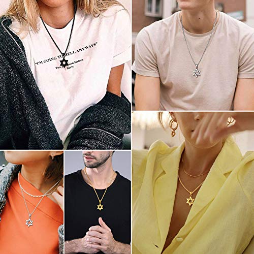 ChainsPro Star of David Necklace for Men, Stainless Steel Jewish Necklace Classic Gold/Silver/Black Hexagon Pendant Israel Necklaces Gifts for Men4