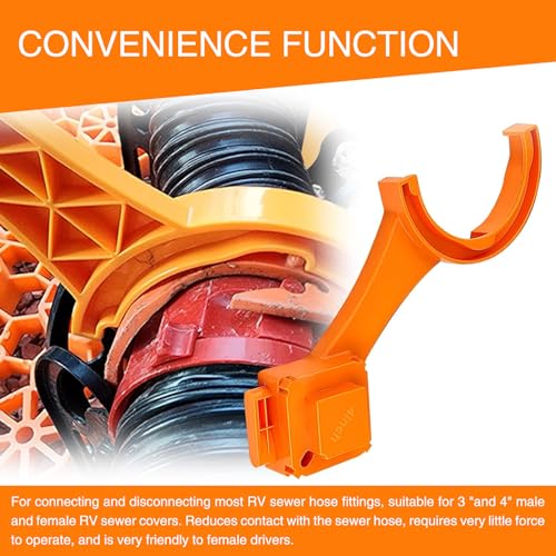 Image of 2 PCS Car Sewer Hose Wrench, 3 inch inch 4 inch inch Sewer Cover Multifunctional Sewer Hose Disassemble Connection Tool, Compatible with Most Cars, RVs, Campers (Orange), JOKBS2061YE-2PC