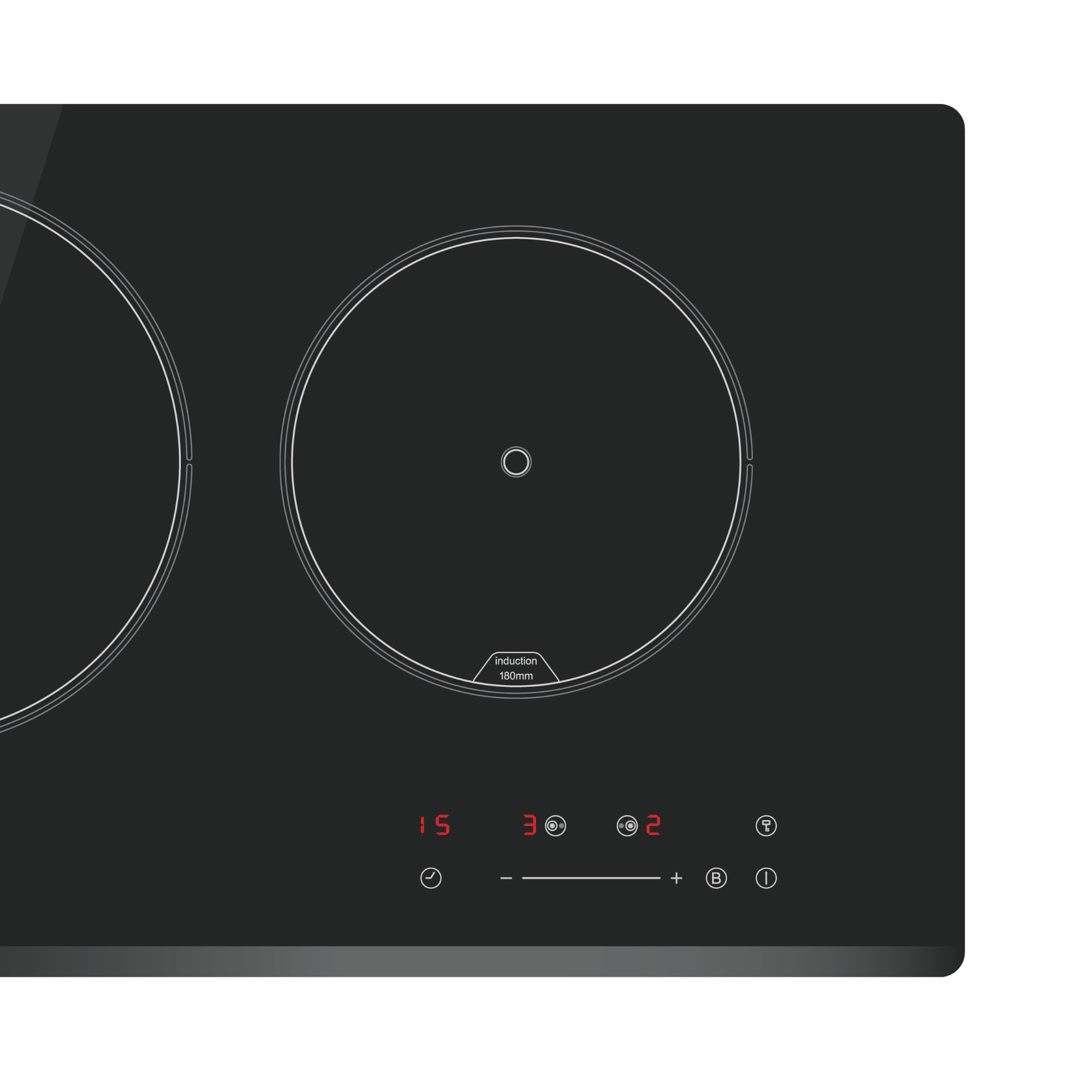 Cata IB 2 PLUS BK Plaque à induction 2 zones de cuisson Commande tactile avec avertissement sonore 9 niveaux de puissance réglables + fonction Booster Timer pour chaque zone Largeur 59 cm Couleur Noir
