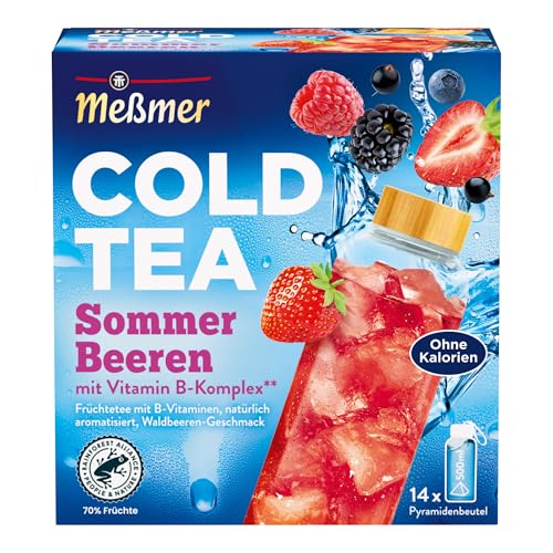 Meßmer Cold Tea Sommer-Beere | 14 Pyramidenbeutel | Glutenfrei | Laktosefrei | Vegan