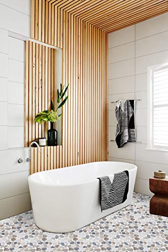 Simple Tile - 5 Sheets Marble Mosaic Tile for Kitchen Backsplash, Bath Bathroom Floor, Etc, River Rock Collection, Mixed Rounds, 12"X12"X3/8", Tumbled (Box of 5 Sheets, MM 9504-Canyon) Simple Tile - 5 Sheets Marble Mosaic Tile for Kitchen Backsplash, Bath Bathroom Floor, Etc, River Rock Collection, Mixed Rounds, 12"X12"X3/8", Tumbled (Box of 5 Sheets, MM 9504-Canyon)