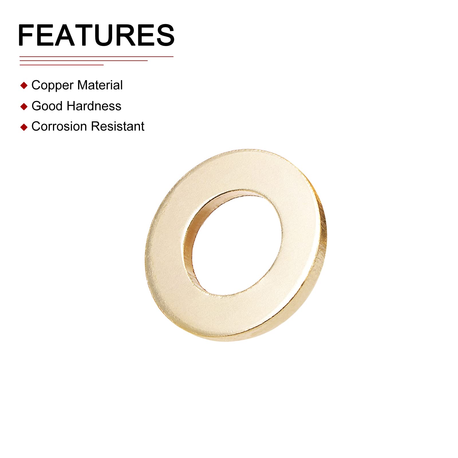 DTGN 16.5mmx30mmx3mm(IDxODxT) Flat Brass Sealing Washers - 10Pack - Good for Industrial Machinery M16 Screws - Brass Flat Ring Gaskets - Image 3