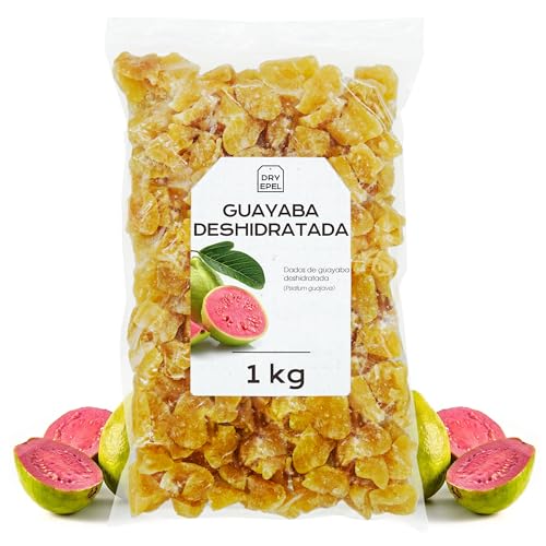 Guayaba Deshidratada con Azucar 1 Kg - Guayaba Seca en Dados - Fruta Deshidratada - Ideal para Reposteria y Snacks - Sin Gluten (1 kg, Guayaba)