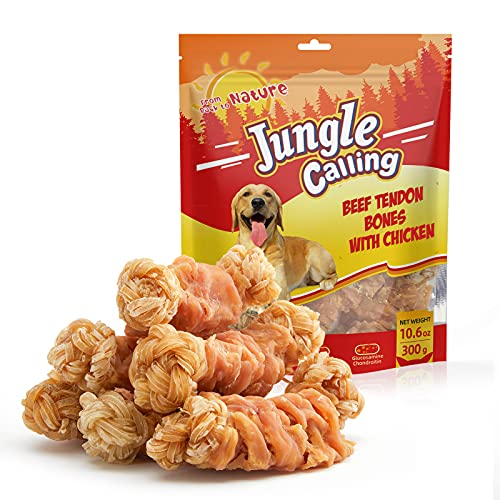 Jungle Calling Beef Tendons for Dogs, Chicken Wrapped Tendons Dog Chews Long Lasting Hip and Joint Supplement for Dogs with Glucosamine (Knotted Bone) Jungle Calling Beef Tendons for Dogs, Chicken Wrapped Tendons Dog Chews Long Lasting Hip and Joint Supplement for Dogs with Glucosamine (Knotted Bone)