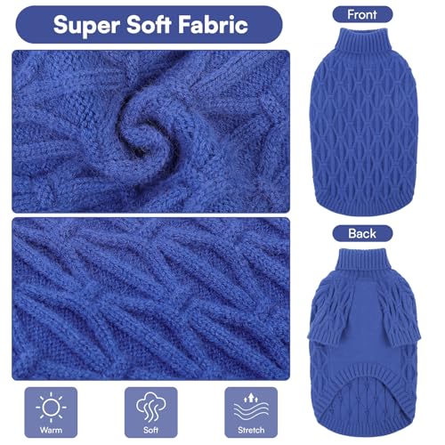 Queenmore Hundepulli für Kleine Hunde, Warm & Weich, Hundepullover Winter für Chihuahua, Maltese, Innen und Außen, Blau, S