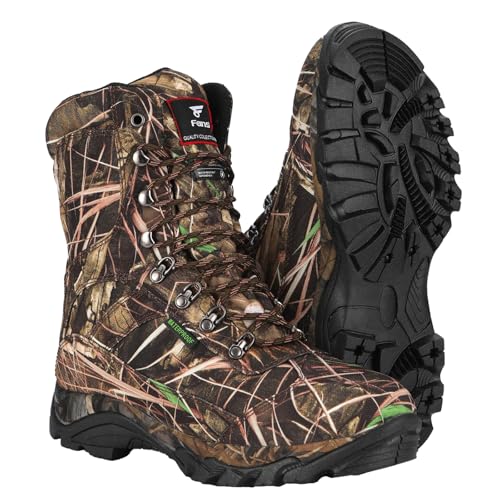 8 Fans Hunting Boots for Men, 800g Thinsulate Insulated Waterproof Hunting Shoes, Lightweight Anti-Slip Outdoor Boots for Cold Weather, Hiking, Fishing