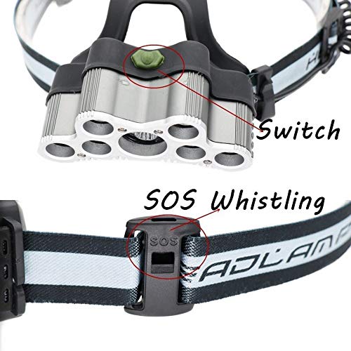 Latarka czołowa 9 LED reflektor wędkarski reflektor USB ładowalna lampa myśliwska latarka LED z gwizdkiem latarka + kabel USB