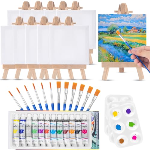 Listado de Lienzos - 5 favoritos. 50 Mini Lienzos y Caballetes, 10 Juegos de Caballete de Pintura con Mini Lienzos y Bastidores, 12 Pinceles Profesionales, 3 Paletas de Arte, 12 Colores de Pintura Lavable, Ideal para...
