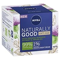 NIVEA Naturally Good Anti Age Night Cream Face Moisturiser with Organic Burdock Extract & Argan Oil, 50ml, 50 ml