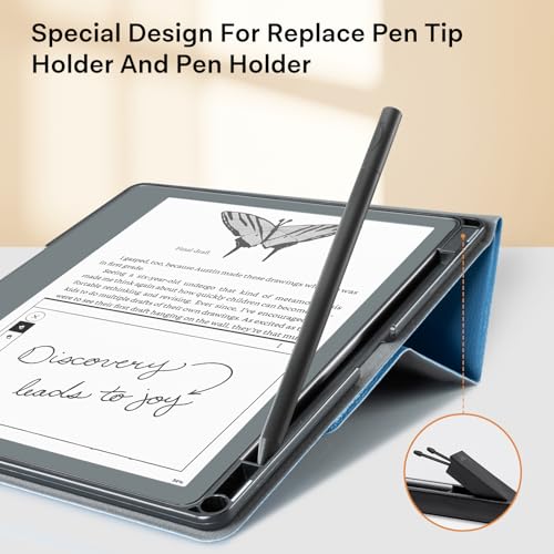 Image of CoBak Case for E-Reader - All New PU Leather Cover with Auto Sleep Wake Feature for Tablet Reader 10.2 inch 2022 & 2024 Released with Pen Holder (not Compatible with Remarkable),Mist Blue