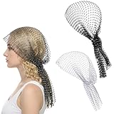 ADLABLD 2Pcs Rhinestone Mesh Headbands for Women, Head Wrap Hair Scarf Turban Headpiece, Sparkly Crystal Nightclub Hairs Accessories for Women Hair Styling Holiday Rave Hippie