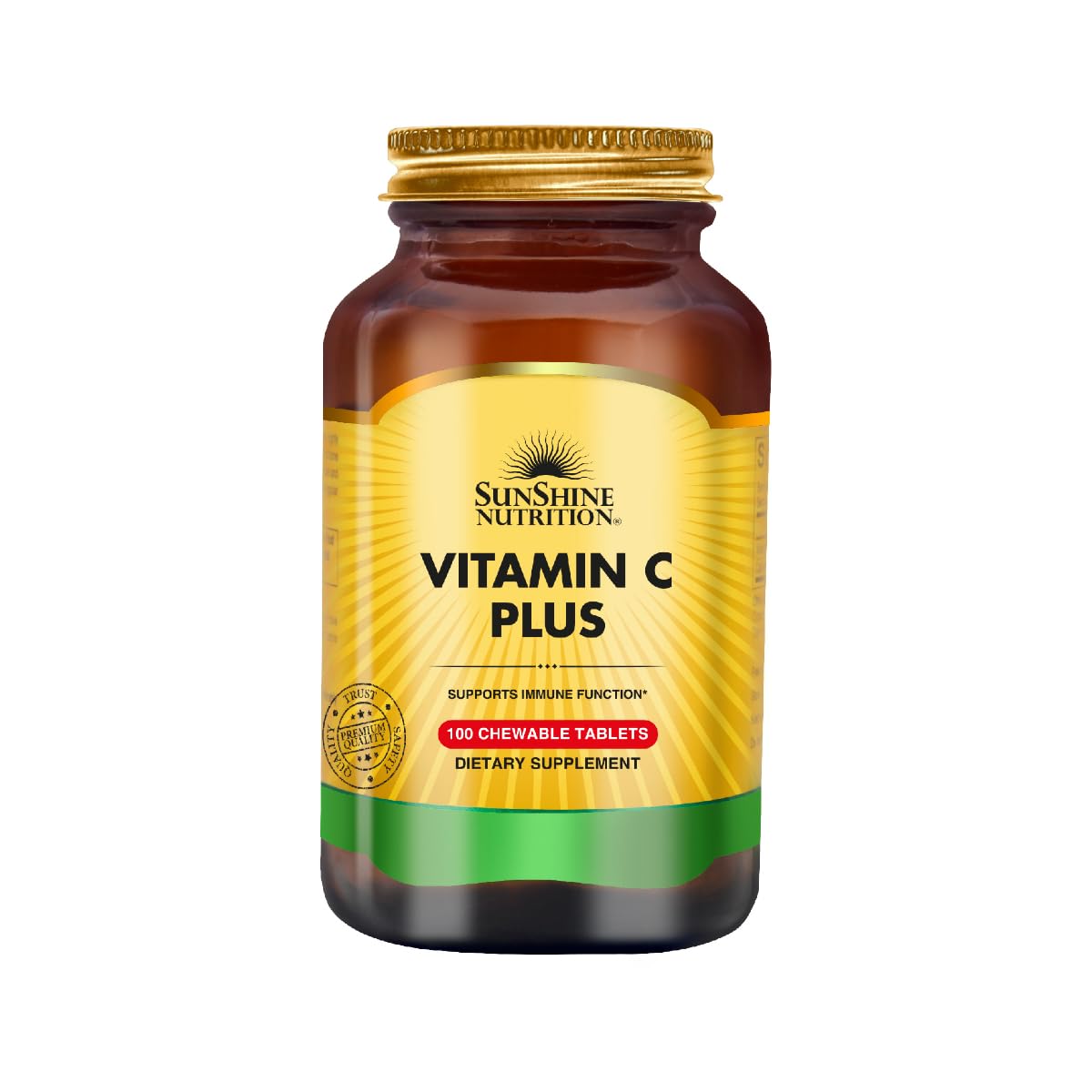 Sunshine NutritionVitamin C Plus | Promotes Optimal Immune Function | Provides Superior Antioxidant Support | Improves Heart Health | Benefits Skin & Hair Health | 100 Chewable Tablets