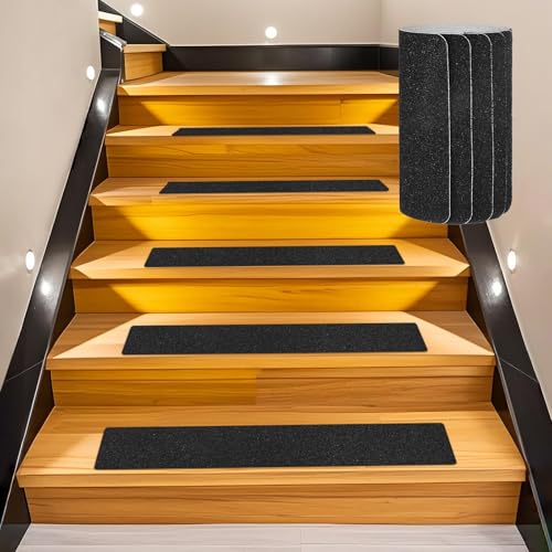 Image of M METERXITY 10-Pack Anti Slip Traction Tape 24 inch x 6 inch Best Grit Outdoor Non-Skid Tape High Traction Friction Abrasive Adhesive for Indoor /Outdoor Stairs Step [Black]