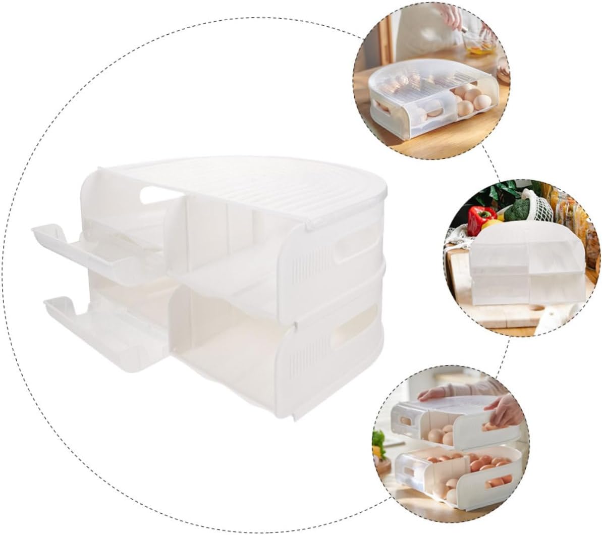 Angoily Egg Carton Egg Holder U Shape Egg Container U Shape Egg Storage Container Wonder Web Egg Container with Lid Chicken Egg Container Double Layer Egg Container Plastic White