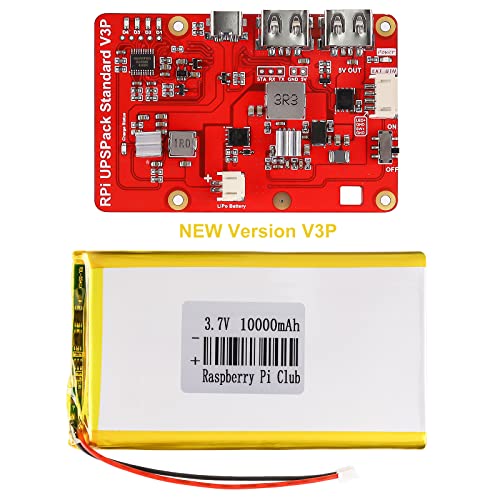 MakerFocus Raspberry Pi 4 Battery Pack UPS, V3Plus Expansion Board with 10000mAh Battery, Type-C...