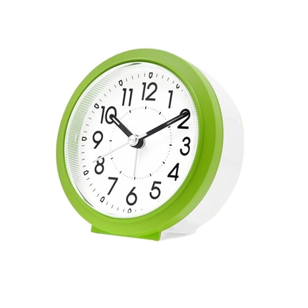 NIUHUAHUI Alarm Clock, Alarm clock desktop seat glow-in-the-dark mute bedroom alarm student use wake up gods(Green/white)