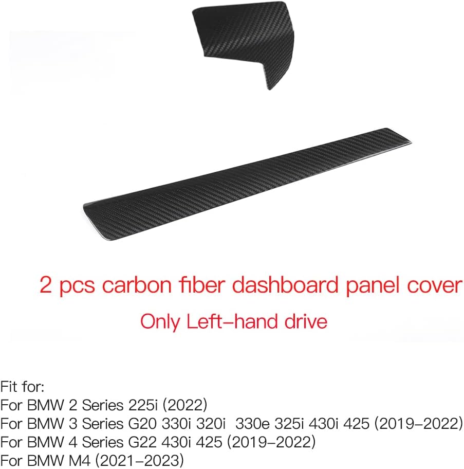 JSWAN Carbon Fiber Center Console Dashboard Panel Trim Cover for BMW 3 4 Series G20 G22 G21 G82 G42 330i 325i 430i 425i 225i M4 (LHD) Dashboard Lid Stripe Cover (2pcs Carbon Fiber)