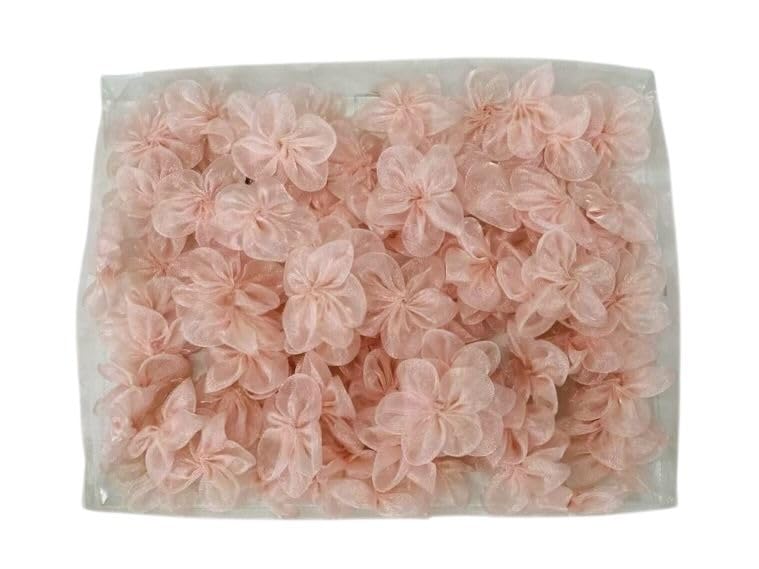 Wrap Concept Organza Flowers for Gifting and Decoration | | Pack of 100 pcs (Peach)-image-48