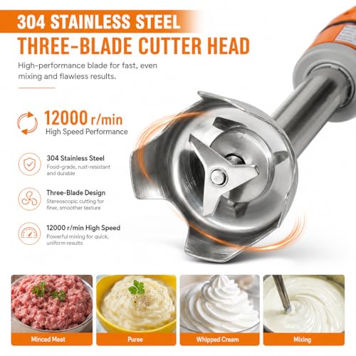 1000W Miscelatore di Immersione Commerciale, 250 mm Long Shaft Stick Mixer con Controllo di velocità variabile, Miscelatore di Mano Resistente per zuppe e purezza Spesse in Cucina