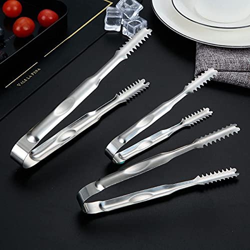 Pinzas de Cocina de 5 Pulgadas, 7 Pulgadas, 9 Pulgadas, Pinzas para Alimentos de Acero Inoxidable, Utensilios de Cocina, Pinzas para Hielo anticalor, Pinza para Pan, Pinza para repostería (Grande)