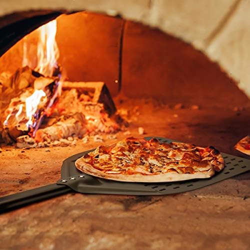 G.a HOMEFAVOR 12inch Perforated Pizza Peel, Professional Rectangular Pizza Paddle, Hard Anodized Aluminum Turning Pizza Oven Peel 12x14 Inch Blade