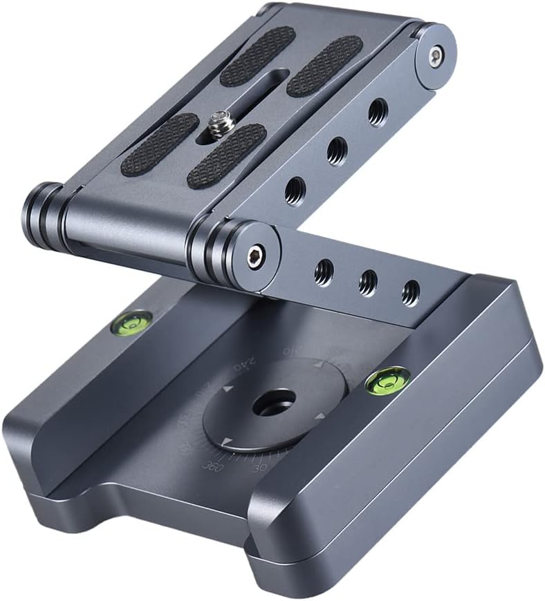 Andoer Z Flex Tilt Tripod Head Aluminum Alloy Folding Z Tilt Head 360° Rotary Quick Release Plate Stand Mount Spirit Level For DSLR Camera Canon Nikon Sony Pentax