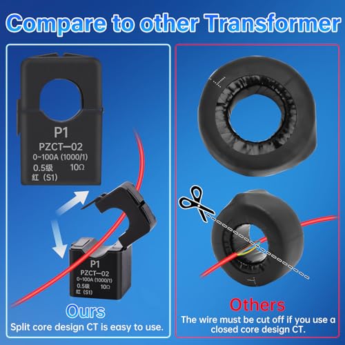 Image of Power Meter 80-260V AC Current Voltage Multimeter PZEM-022 Ammeter Voltmeter LCD Digital Display with 100A CT Split Core Current Transformer Multi-Function Meter