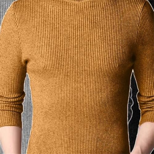 Men's Oversized Striped Turtleneck Knit Sweater Casual Warm Long Sleeve Solid Color Jumper2
