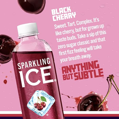 Image of Sparkling Ice, Black Cherry Sparkling Water, Zero Sugar Flavored Water, with Antioxidants and Vitamins, 17 fl oz Bottle
