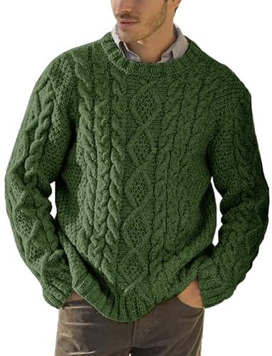 Runcati Maglione da uomo a maglia grossa, motivo a treccia, per...