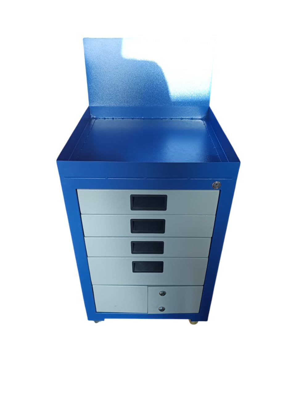 Heavy-Duty Mobile Tool Trolley with Lockable Drawers and Back Panel – 5-Drawer Cabinet Top Compartment – Mobile Workshop Storage Unit-image-47