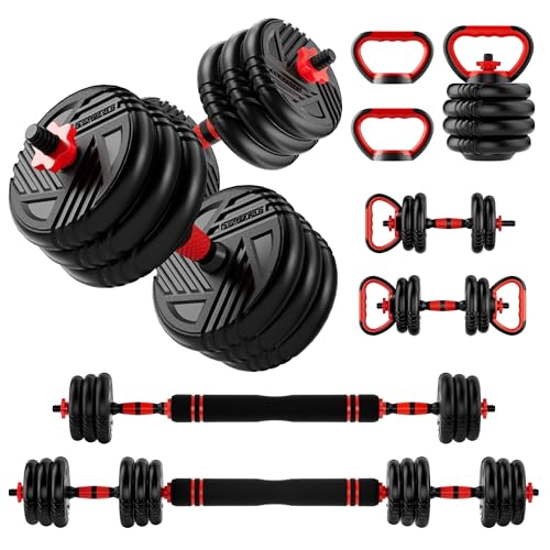 Adjustable Dumbbell Set, 10/20/30/45/70/90lbs, 5 in 5 Multi-Function Dumbbells Set Converts to Barbell & Kettlebell, Weight Set for Home Gym Workout, Suitable for Men/Women Strength Training