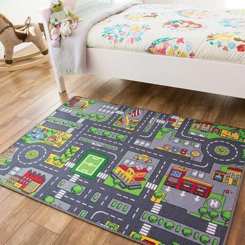 MXHBSTP Tapis de voiture pour enfants, tapis de jeu de voiture pour enfants de 1 à 5 ans, 40 x 60 cm, tapis de...