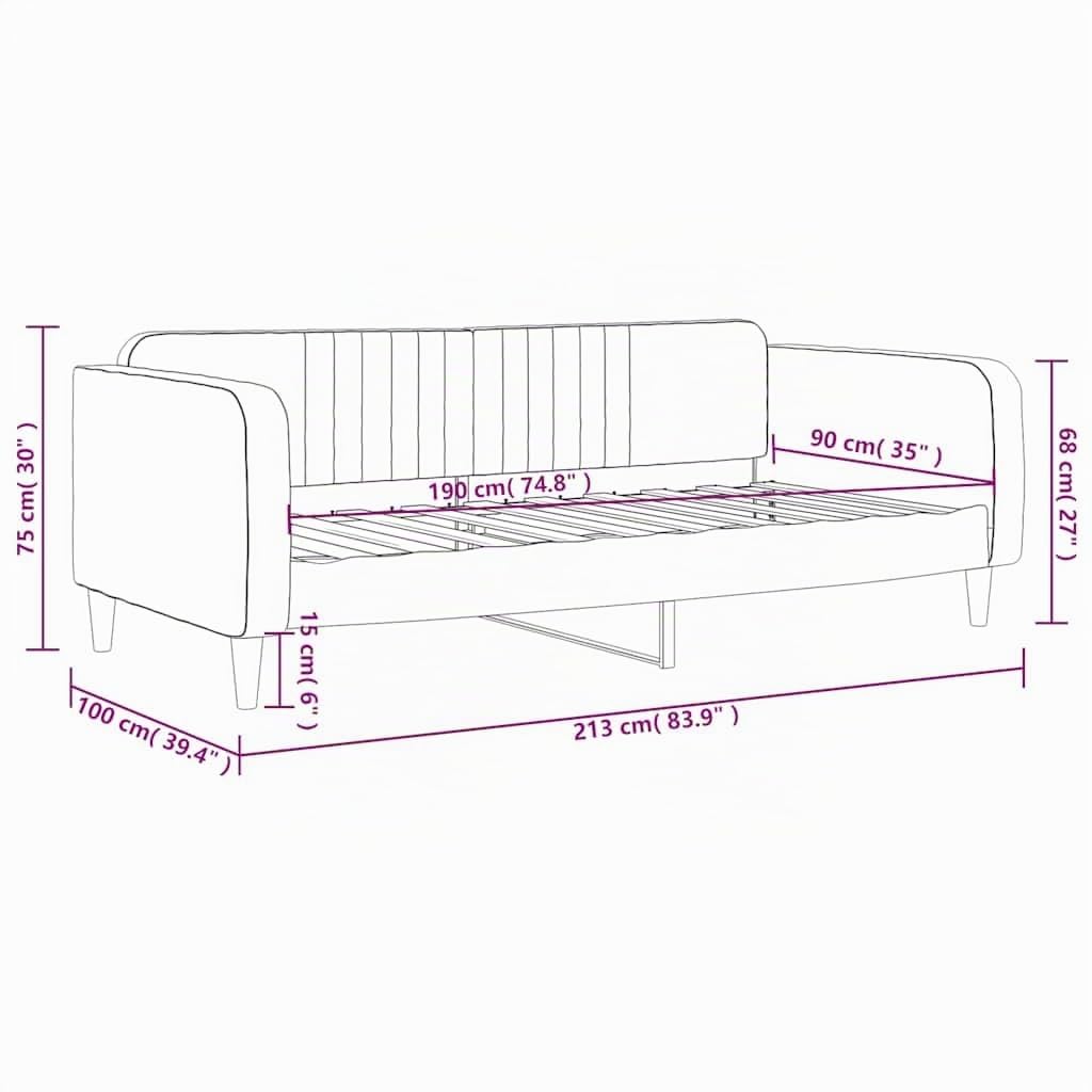 vidaXL Sofá Cama Terciopelo Gris Oscuro 90x190 cm