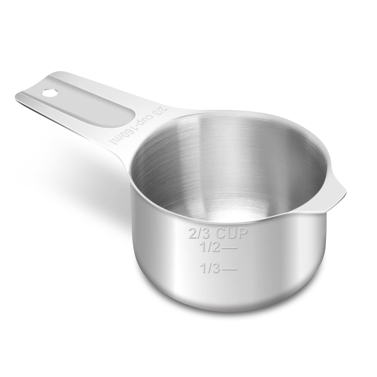 2/3 Cup (160 ml | 160 cc | 5.3 oz) Stainless Steel Measuring Cup, Metal Measuring Cup for Cooking & Baking