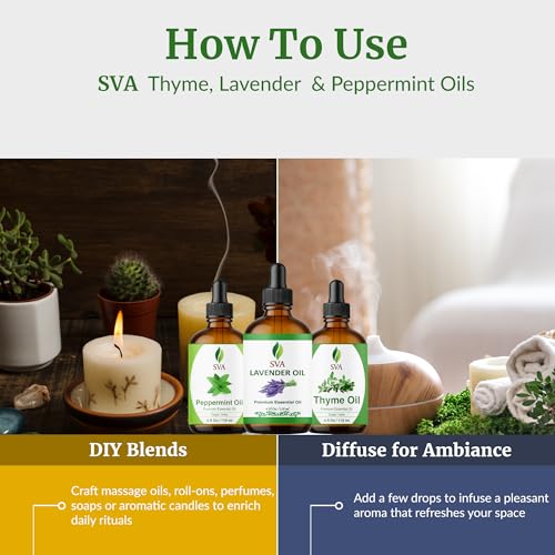 Aceites Esenciales SVA Combo Tomillo, Lavanda y Menta 4 oz miniatura 6