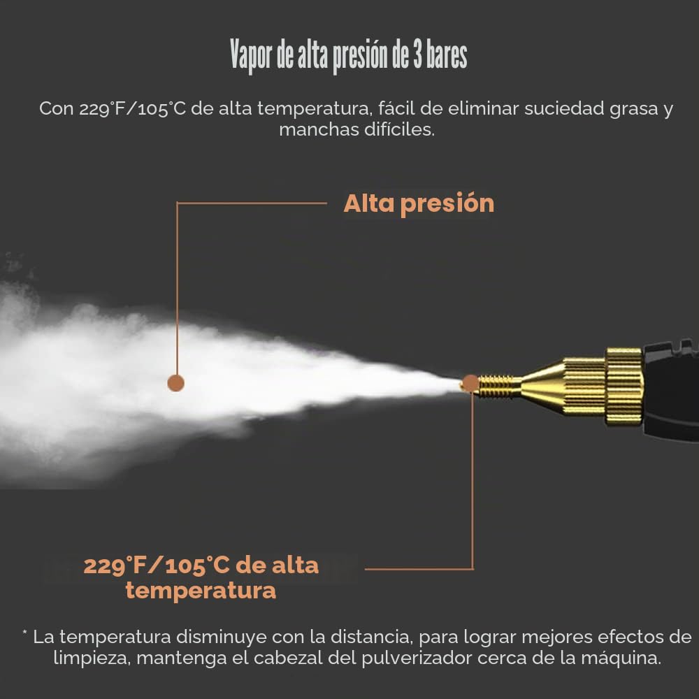 Andoer Limpiador a vapor 1500 W portátil alta temperatura presión
