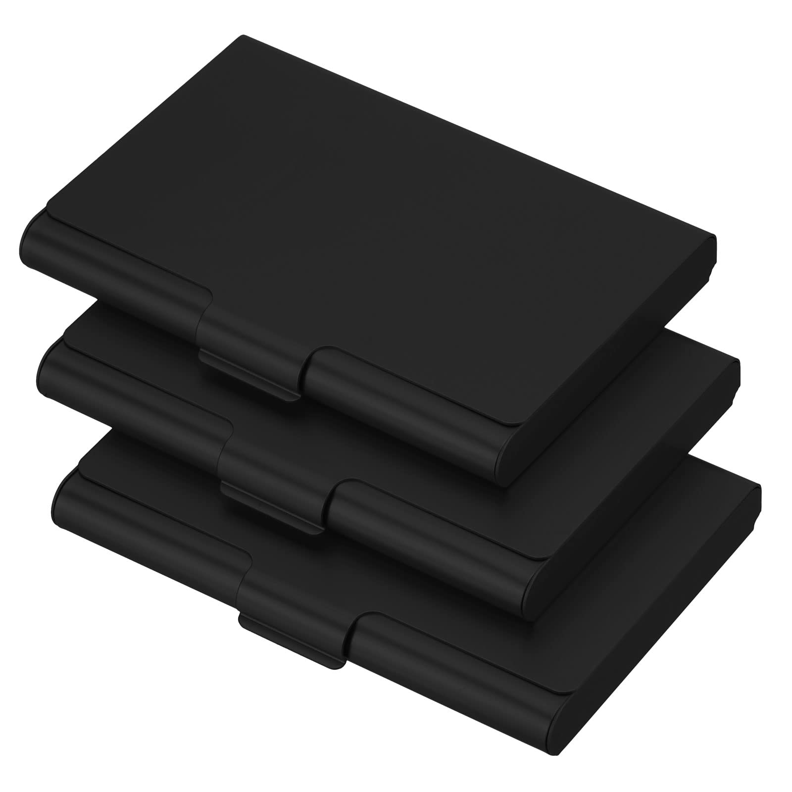 PATIKIL Business Card Holder, 3 Pack Aluminum Metal Card Case Professional Pocket Card Holder for Name Card Credit Card, Black